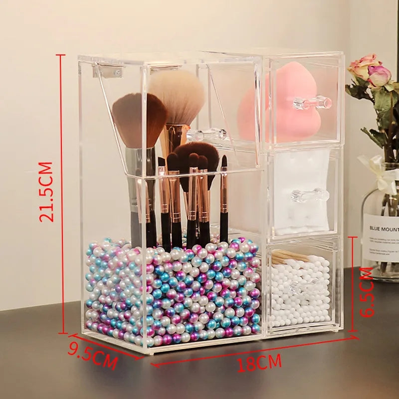 Acrylic Makeup Brush Organiser With Drawer