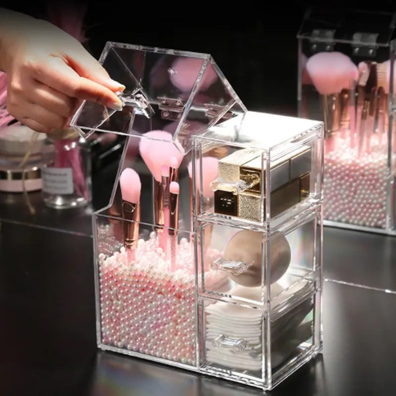 Acrylic Makeup Brush Organiser With Drawer