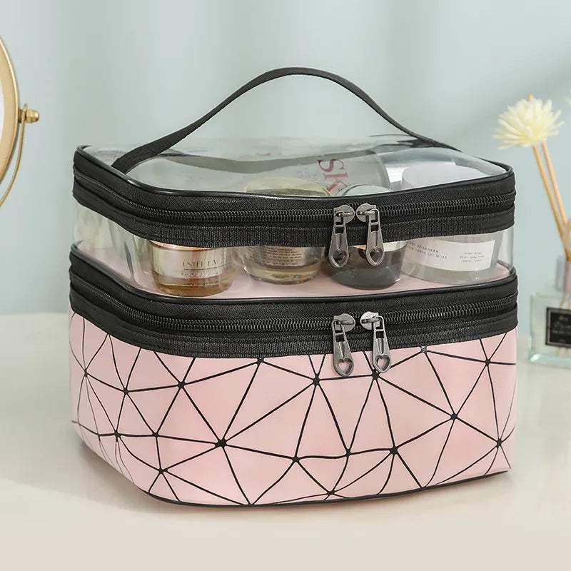 Double layers cosmetic bag