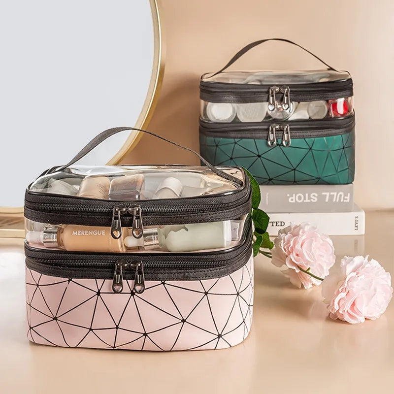 Double layers cosmetic bag