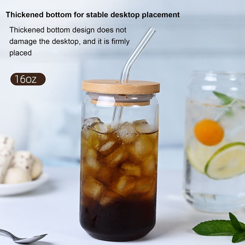 Stylish Borosilicate Iced Tea Glass with Straw & Lid