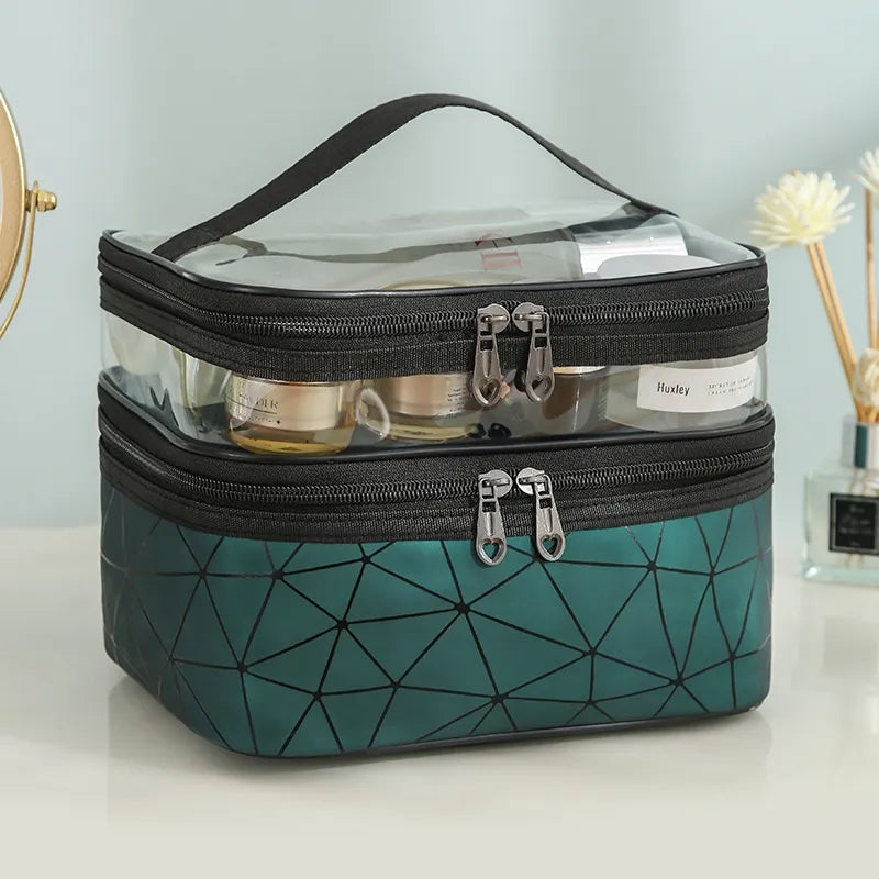 Double layers cosmetic bag