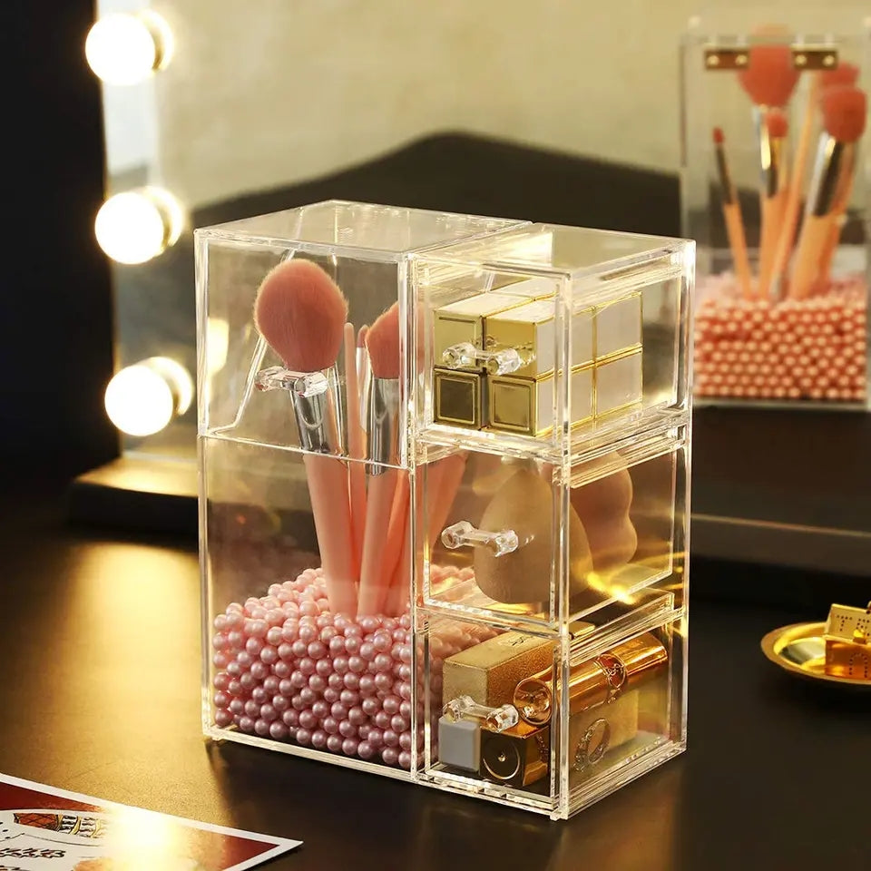 Acrylic Makeup Brush Organiser With Drawer