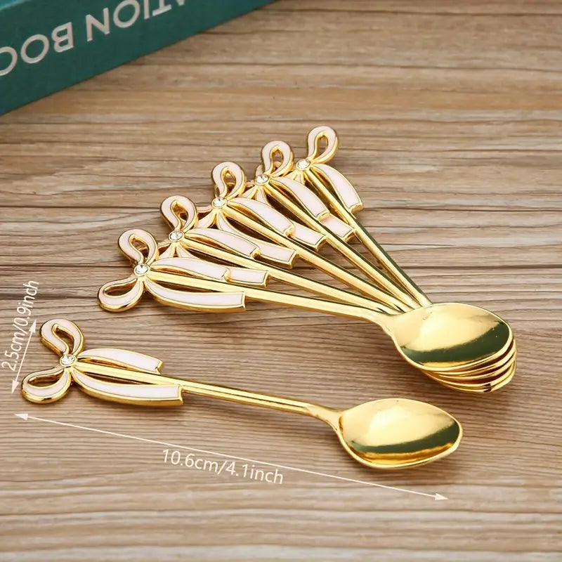 STAINLESS STEEL SWAN SHAPED TEA SPOON HOLDER WITH 6 SPOONS