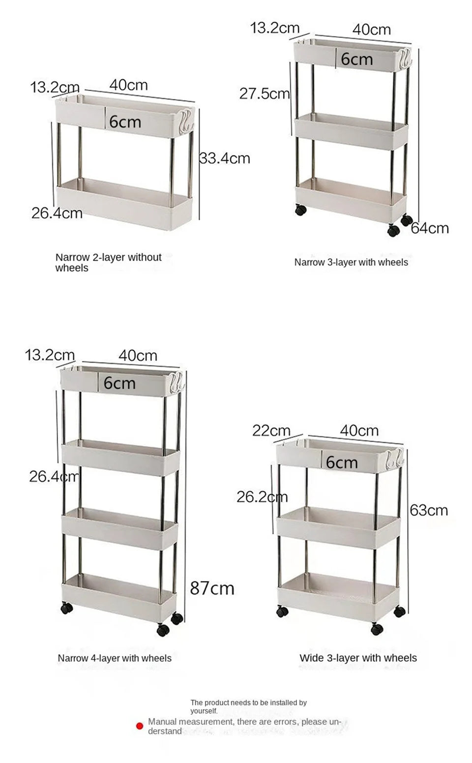 SlimLine Movable Kitchen Trolley