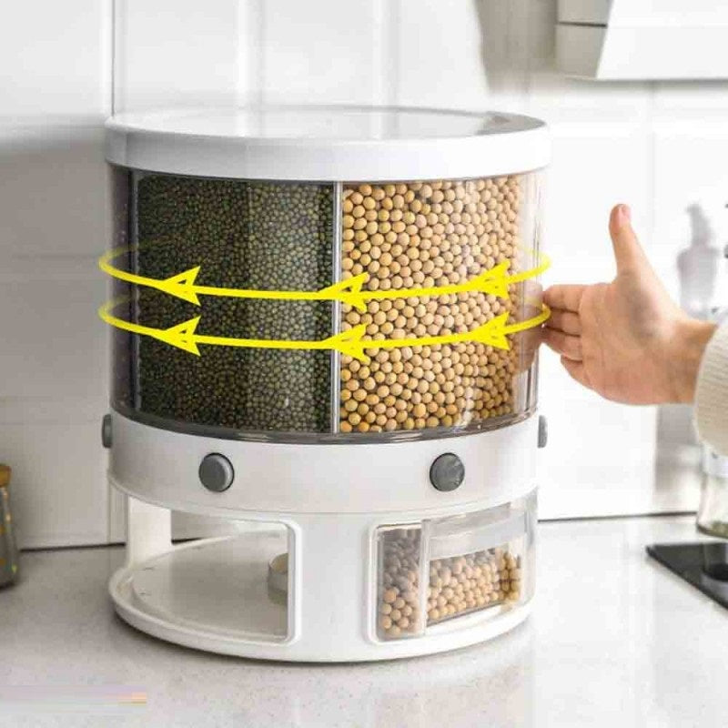 6 Grid Large Food Cereal Dispenser Revolving Base