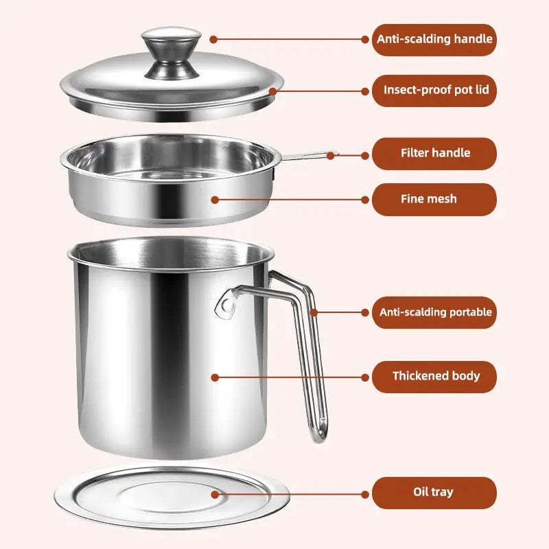Stainless Steel Oil Filter Pot with Tray