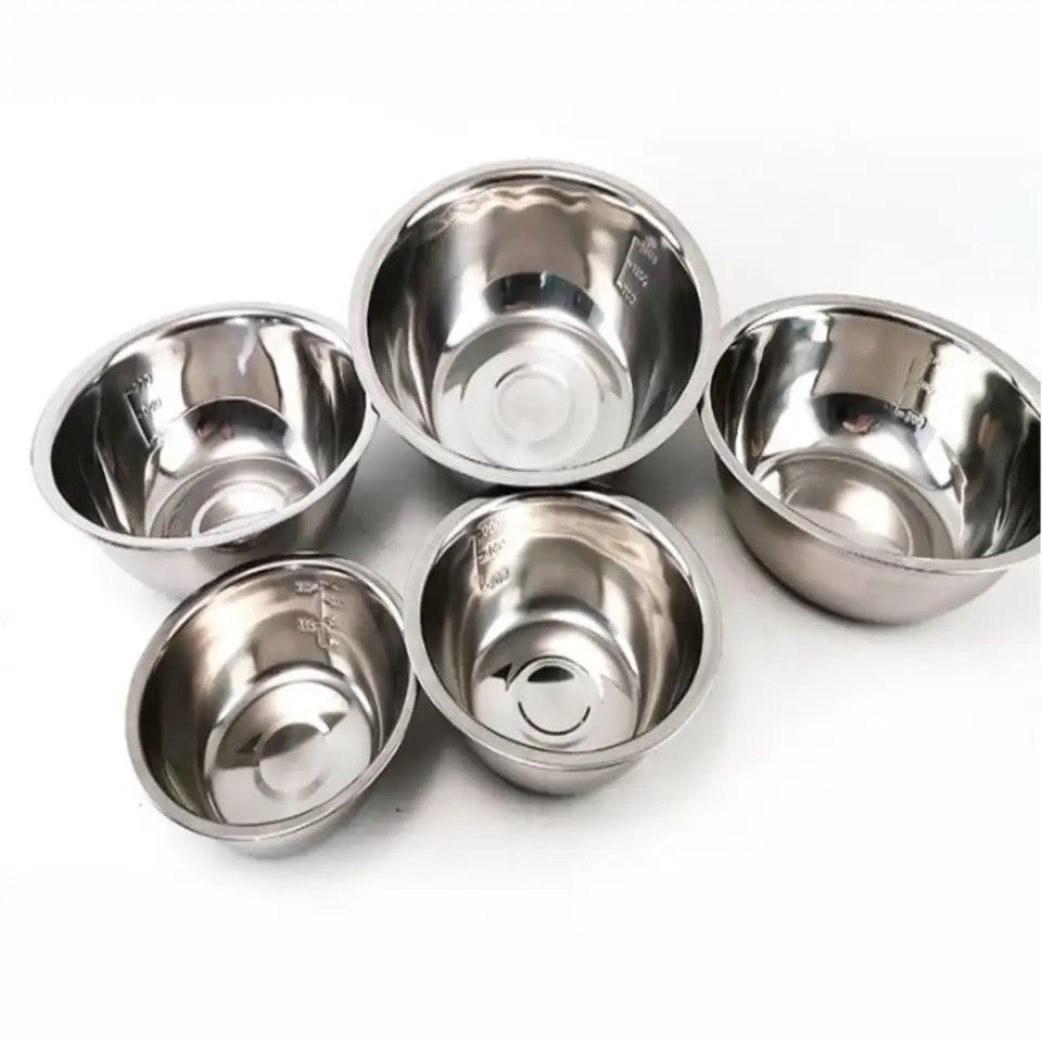 Set Of 5 Metal Mixing Bowls