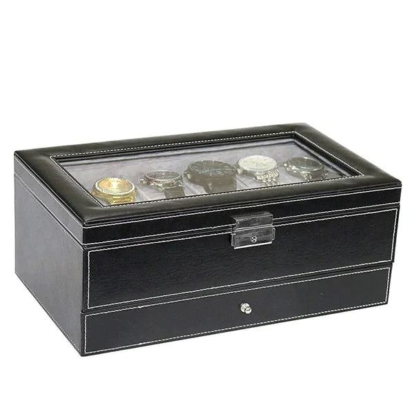 12 Slots Double layer PU Leather Watch Storage Box