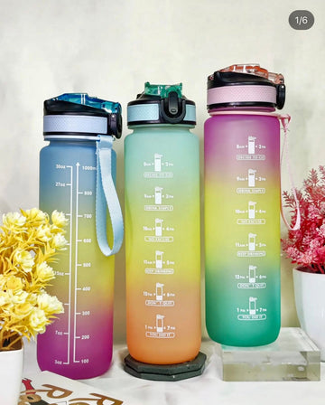 Portable Multi-Functional Plastic Sports Gradient Water Bottle-MULTI