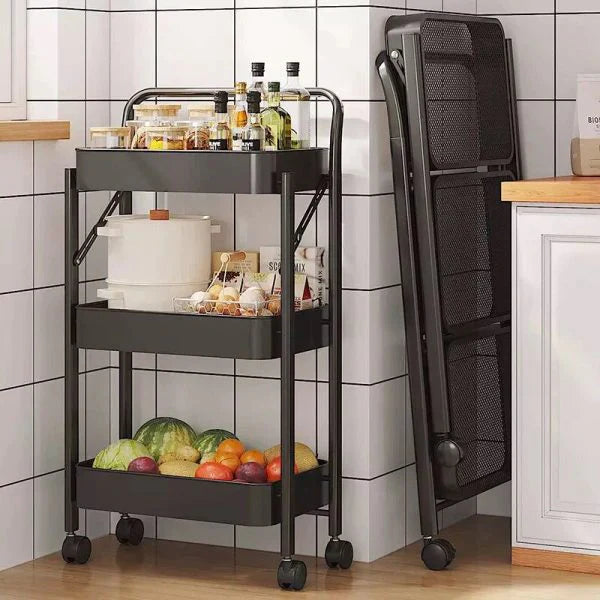 3 Layer Portable Folding Kitchen Bathroom Storage Rack