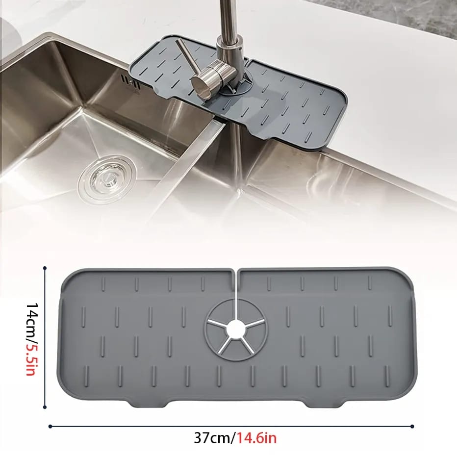 Kitchen Sink Splash Guard Mat - Silicone Sink Water Splash Catcher Pad