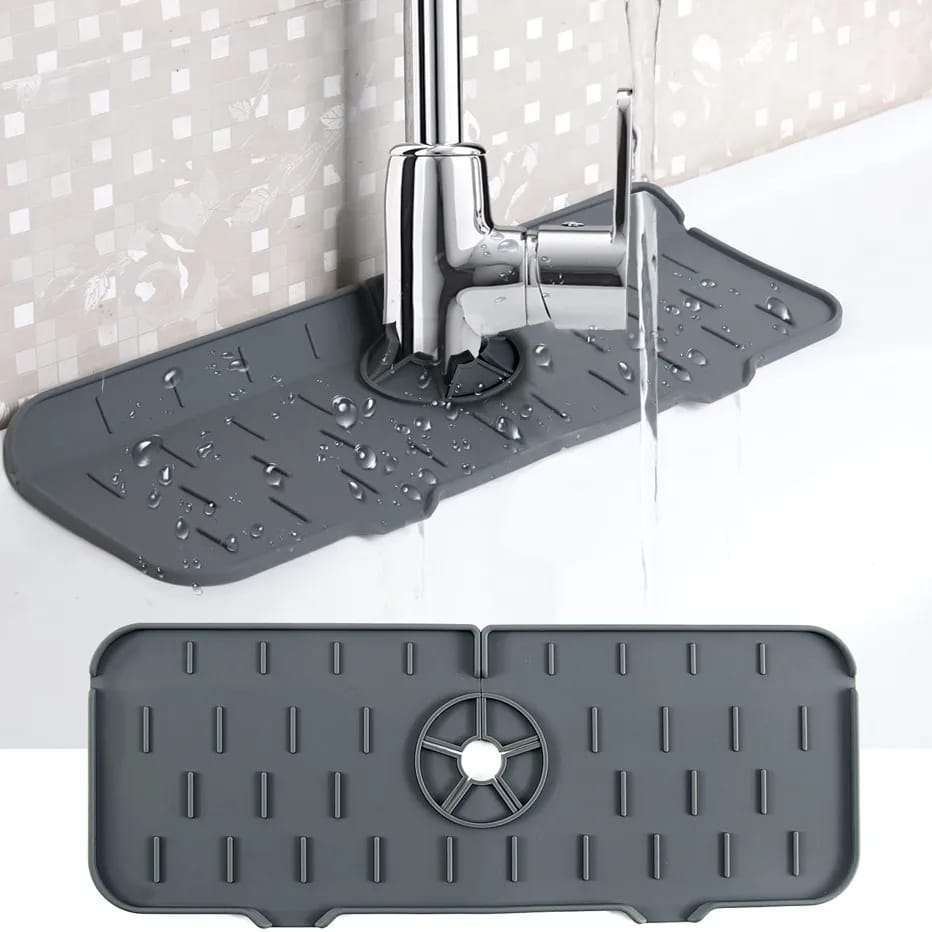 Kitchen Sink Splash Guard Mat - Silicone Sink Water Splash Catcher Pad