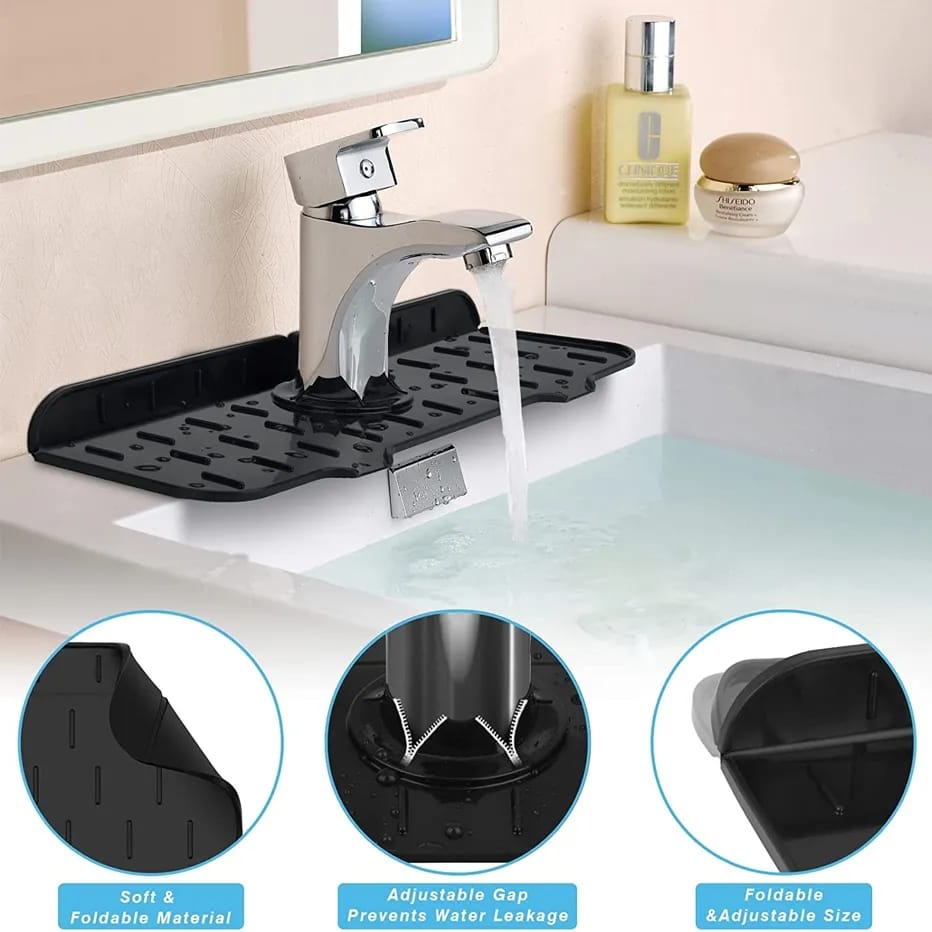 Kitchen Sink Splash Guard Mat - Silicone Sink Water Splash Catcher Pad