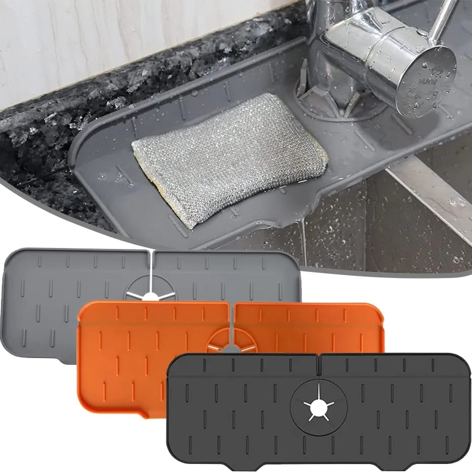 Kitchen Sink Splash Guard Mat - Silicone Sink Water Splash Catcher Pad