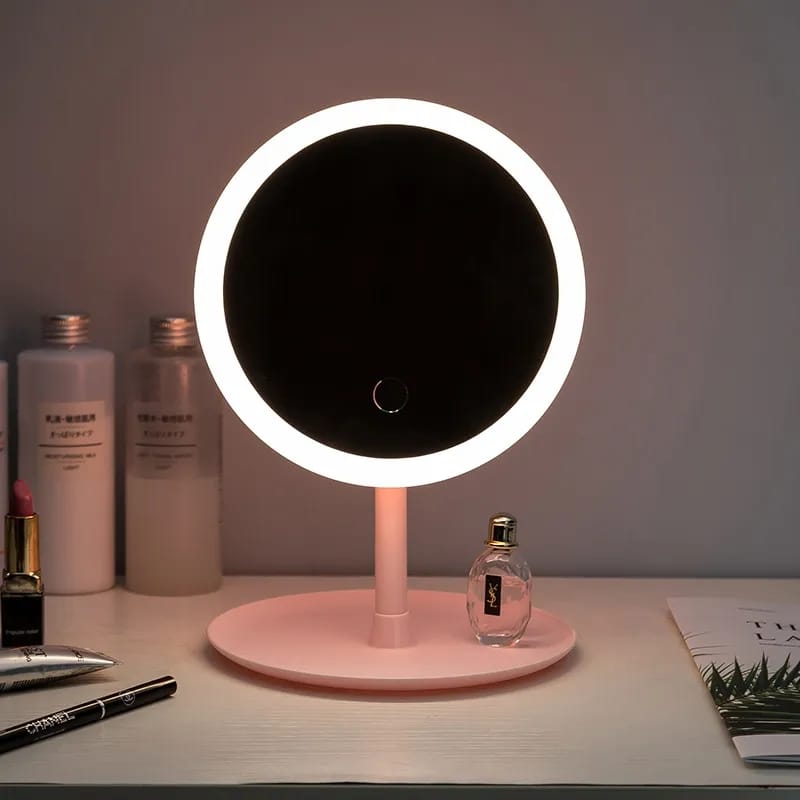 Portable Rotating Desk Mirror, Adjustable HD Light Makeup Mirror