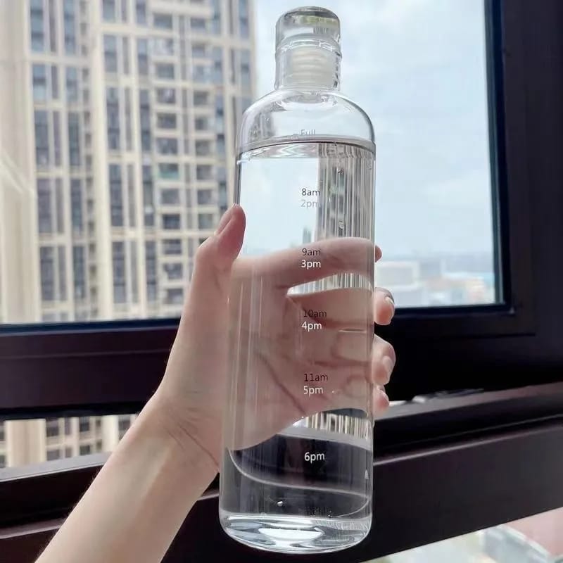 Glass Water Bottle With Time Marker