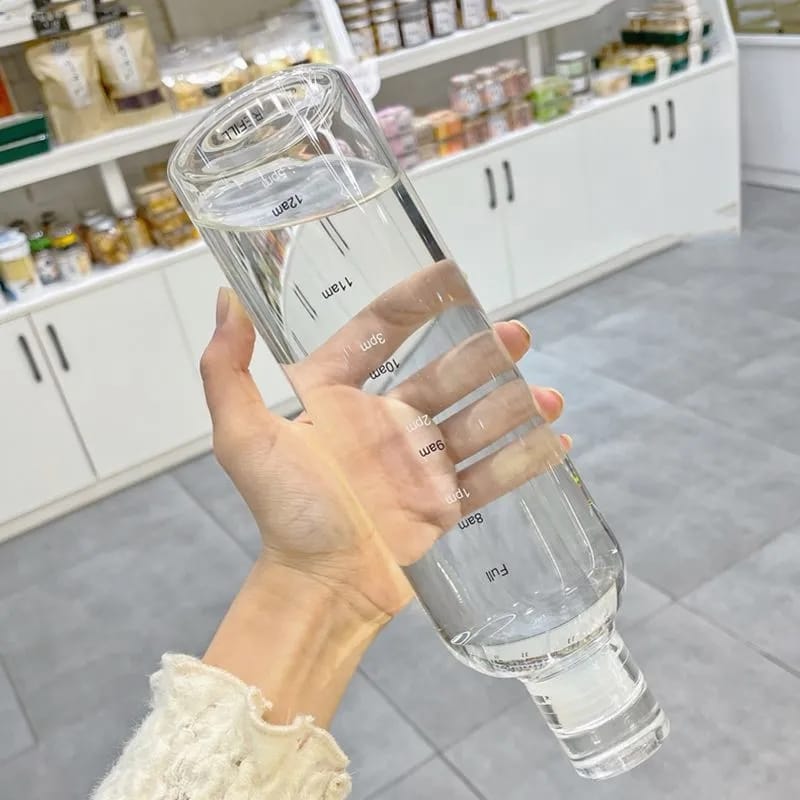 Glass Water Bottle With Time Marker