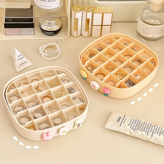 Jewelry Organizer Boxes Plastic Storage Box Grid Double Layer