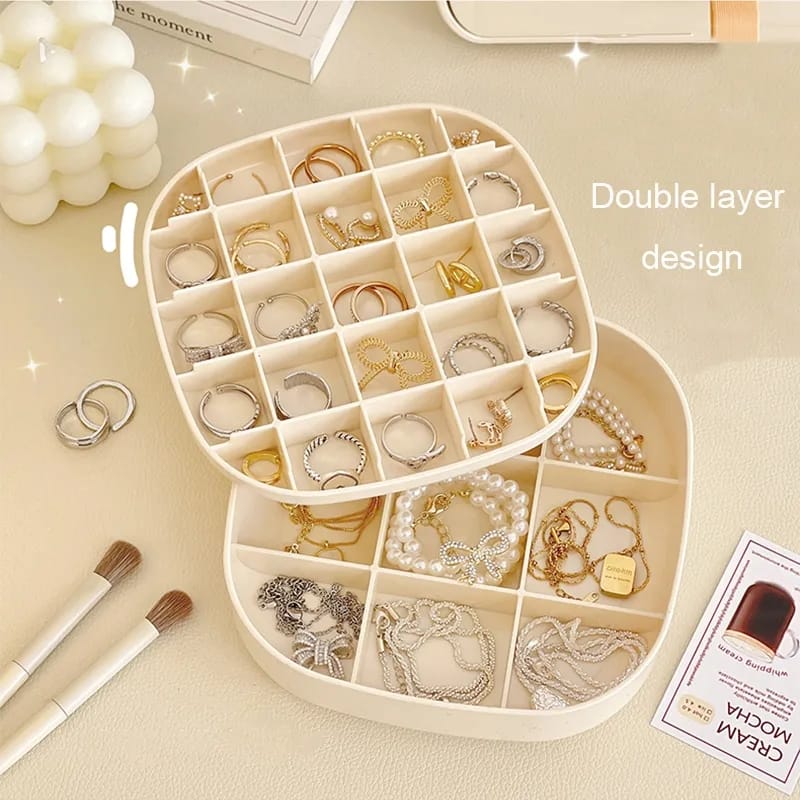 Jewelry Organizer Boxes Plastic Storage Box Grid Double Layer