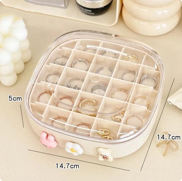 Jewelry Organizer Boxes Plastic Storage Box Grid Double Layer