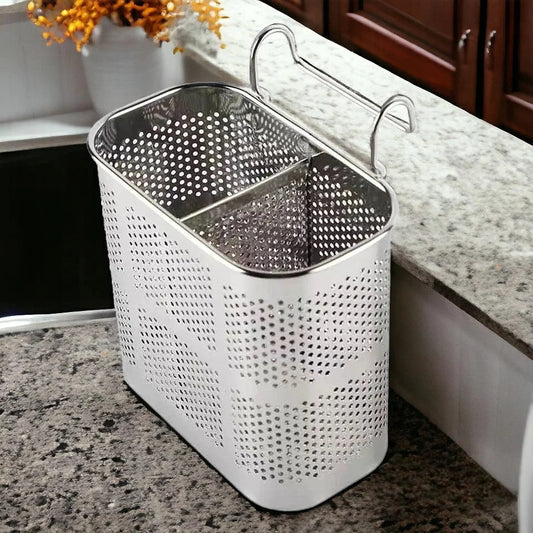 Stainless Steel Utensil Holder, Kitchen Wall Hanging Steel Cutlery Holder