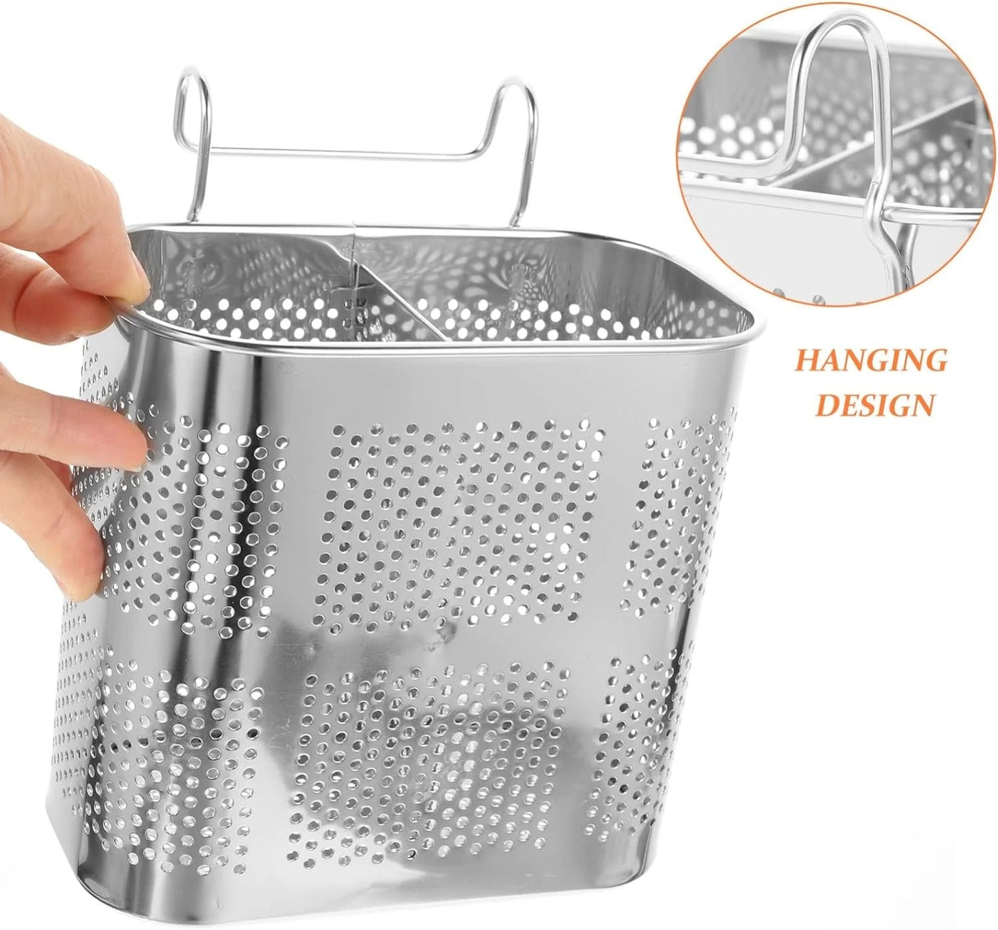 Stainless Steel Utensil Holder, Kitchen Wall Hanging Steel Cutlery Holder