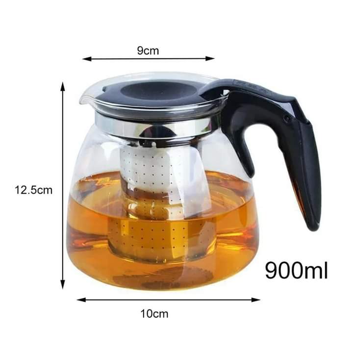 JIRLY Borosilicate Glass Teapot with Stainless Steel Infuser & Lid