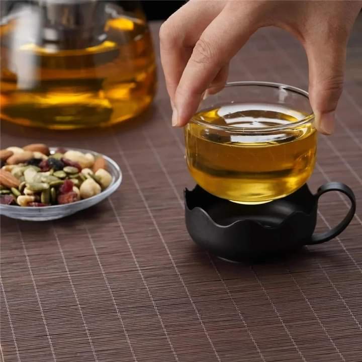 JIRLY Borosilicate Glass Teapot with Stainless Steel Infuser & Lid