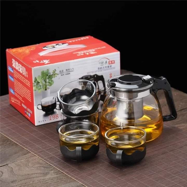 JIRLY Borosilicate Glass Teapot with Stainless Steel Infuser & Lid