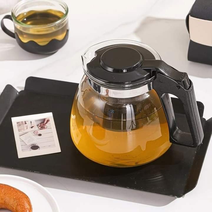 JIRLY Borosilicate Glass Teapot with Stainless Steel Infuser & Lid