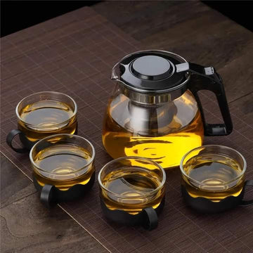 JIRLY Borosilicate Glass Teapot with Stainless Steel Infuser & Lid