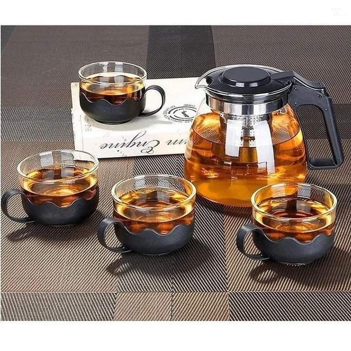 JIRLY Borosilicate Glass Teapot with Stainless Steel Infuser & Lid