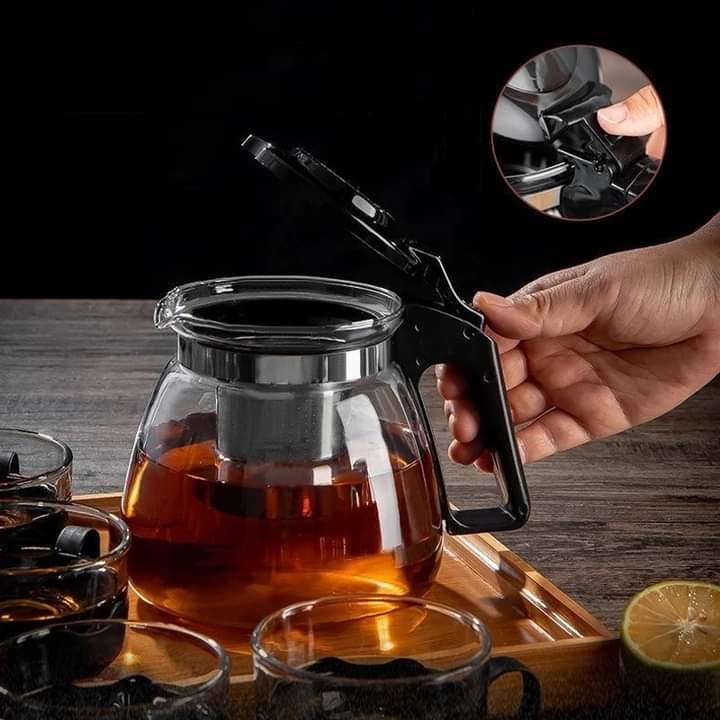 JIRLY Borosilicate Glass Teapot with Stainless Steel Infuser & Lid