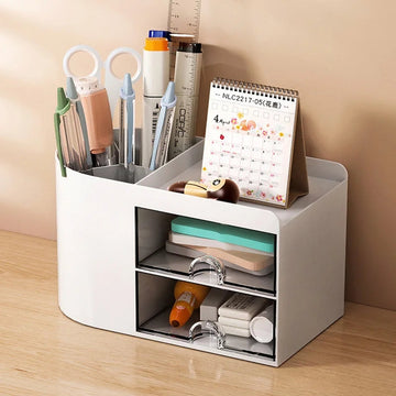 Pen Holder With Drawer Multifunction Desktop Organizer