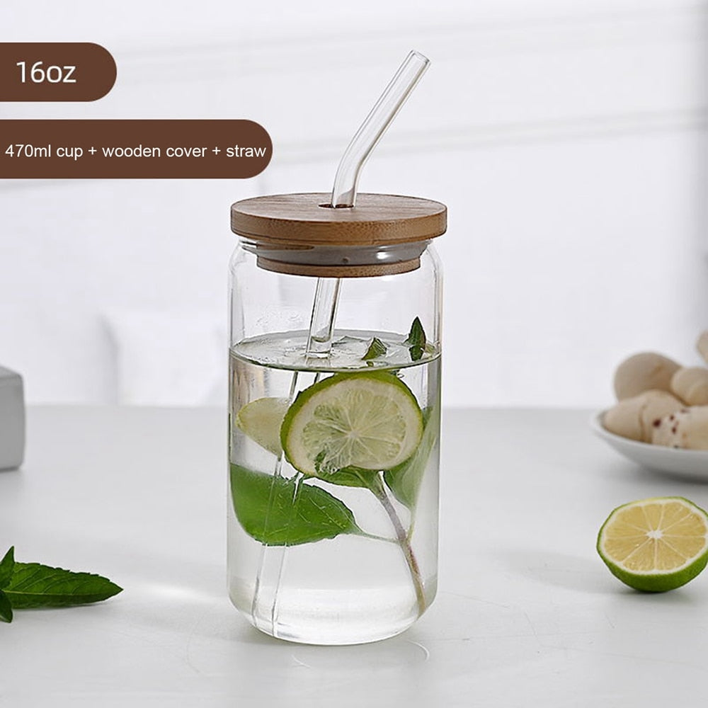 Stylish Borosilicate Iced Tea Glass with Straw & Lid