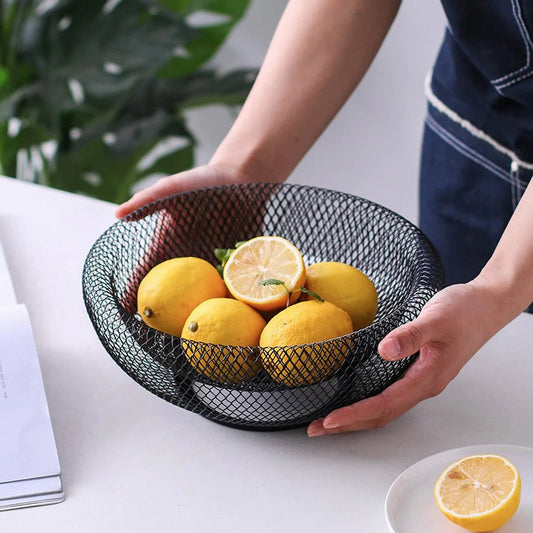 Double Wall Metal Mesh Decorative Fruit Bowl Basket