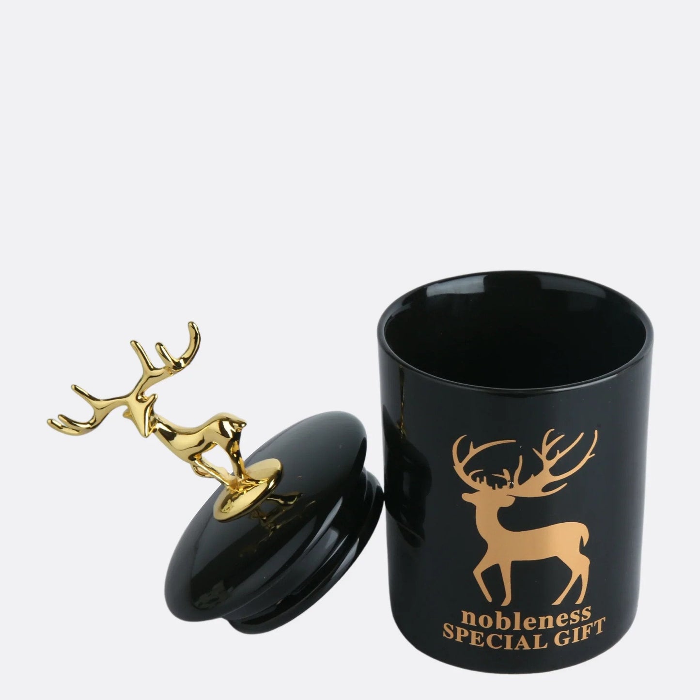 Candy Jar with Metallic Deer Lid