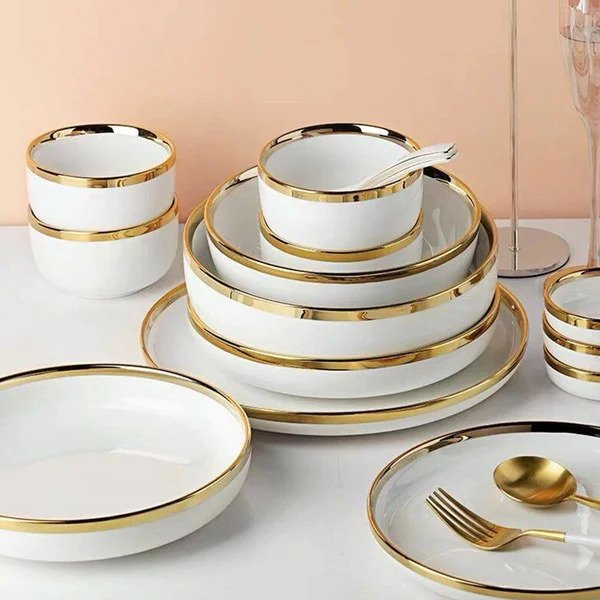 European White Gold Side Tableware Dinner Set (35pcs)