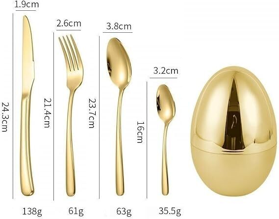 24 PCS Stainless Steel Creative Egg Shaped Cutlery Set