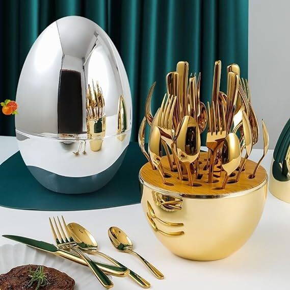 24 PCS Stainless Steel Creative Egg Shaped Cutlery Set