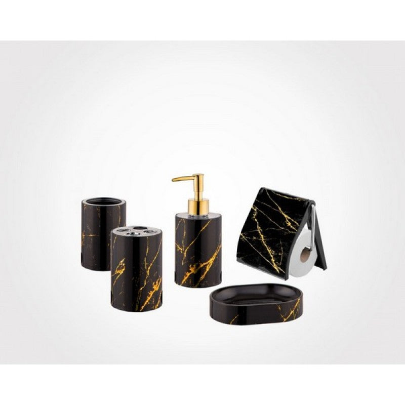 Limon 5 Pcs Marble Design Bathroom Set