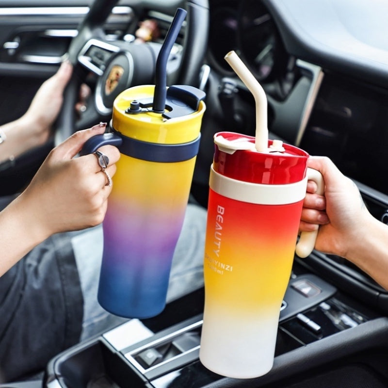 3pcs Sports Water Bottle With Handle Straw